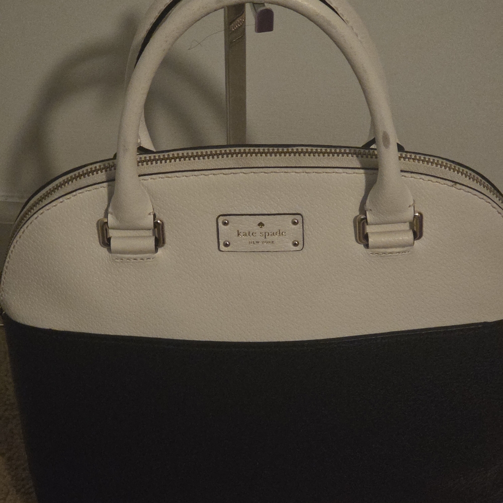 kate spade Black and White Dome Satchel with Gold Hardware